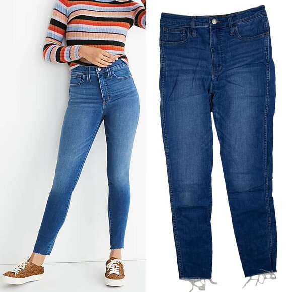 Madewell Tall 10" High-Rise Roadtripper Jeans in Waterford Wash Size T28 Raw Hem - Picture 1 of 16